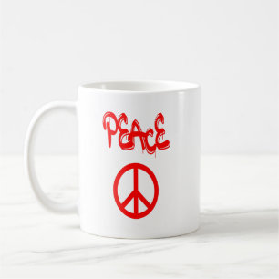 Rotes Friedenszeichen mit Peace in Graffiti geschr Kaffeetasse
