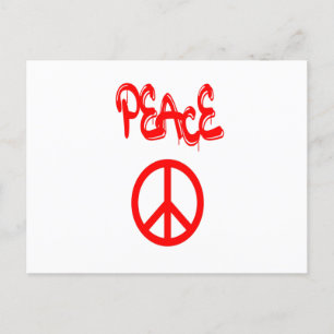 Rotes Friedenszeichen mit Peace in Graffiti geschr Postkarte