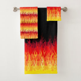 Rotes Frisierte Auto Flammen Badhandtuch Set