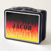 Rotes Frisierte Auto Flammen Metall Brotdose (Vorderseite)