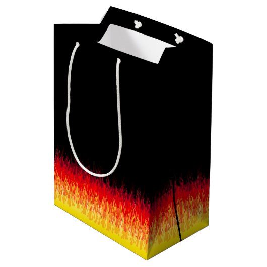 Rotes Frisierte Auto Flammen Mittlere Geschenktüte (Rückseite Schrägansicht)