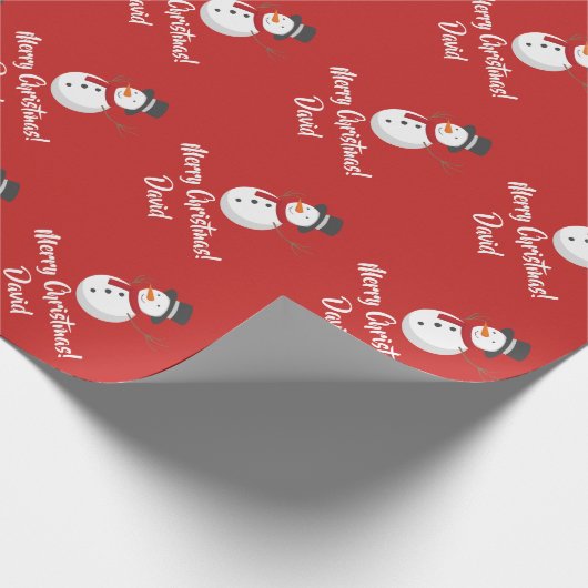Rotes frohe Weihnacht-Schneemann-Packpapier Geschenkpapier (Ecke)