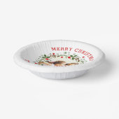 Rotes frohe Weihnachten, blumengeschmücktes Foto Pappteller (Gewinkelt)