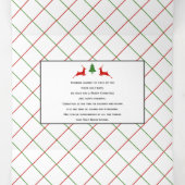 Rotes frohe Weihnachten, Hirsche, Baummuster Foto Dreifach Gefaltete Urlaubskarte (Innenseite Mitte)