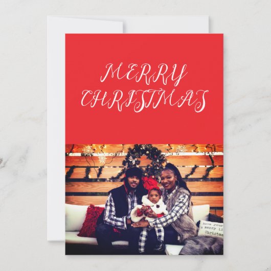 Rotes Frohe Weihnachten Script Moderne Foto (Vorderseite)