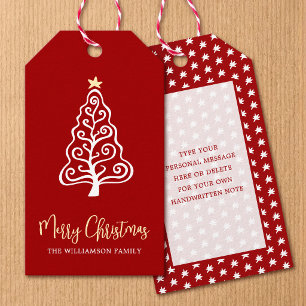 Rotes Frohe Weihnachtsbaum-Skript Name Lustig Whim Geschenkanhänger