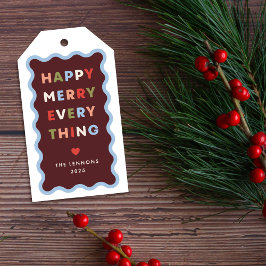 Rotes Fröhliches Frohes Welligen Weihnachts-Gesche Geschenkanhänger