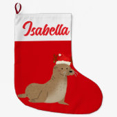 Rotes frostiges Weihnachtsmeer Löwe Weihnachtsfest Großer Weihnachtsstrumpf (Vorderseite)