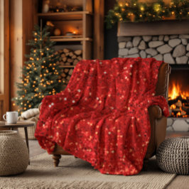 Rotes funkelndes Glittermuster Fleecedecke