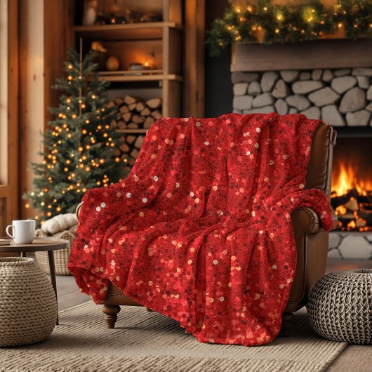 Rotes funkelndes Glittermuster Fleecedecke