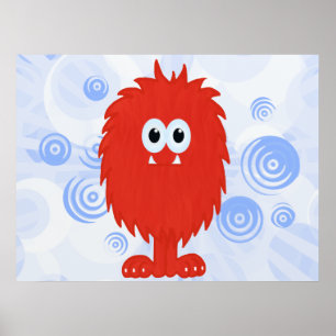 Rotes Furnier Monster & Blue Wirbel drucken Poster