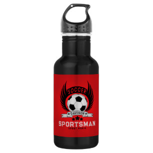 Rotes Fußball-Logo   Geschenke für Jungen zum Zurü Edelstahlflasche