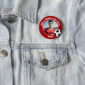 Rotes Fußballspieler-Foto High School Spirit Button (Beispiel)