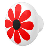 Rotes Gänseblümchen Keramikknauf (Rechts)