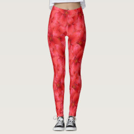 Rotes Garten-Lilien-mit BlumenFoto Leggings