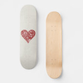 Rotes Gekritzel-Herz Skateboard (Vorderseite)