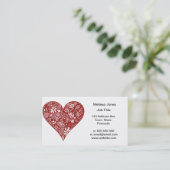 Rotes Gekritzel-Herz Visitenkarte (Stehend Vorderseite)