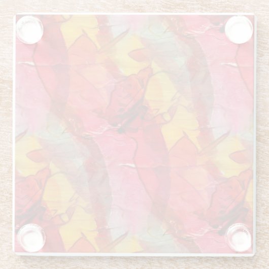 Rotes Gelb der Aquarellkunst Glasuntersetzer (Rückseite)