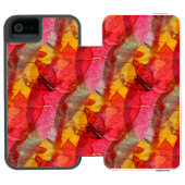 Rotes Gelb der Aquarellkunst Incipio iPhone Geldbeutel-Hülle (Folio Geöffnet)