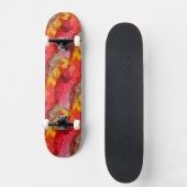 Rotes Gelb der Aquarellkunst Skateboard (Vorderseite)