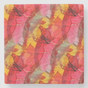 Rotes Gelb der Aquarellkunst Steinuntersetzer