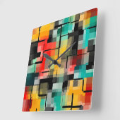 Rotes Gelb Quadratische Wanduhr (Winkel)