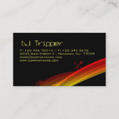 Rotes Gelb Retro Wellen-Visitenkarte-Schwarzes DJ Visitenkarte (Rückseite)