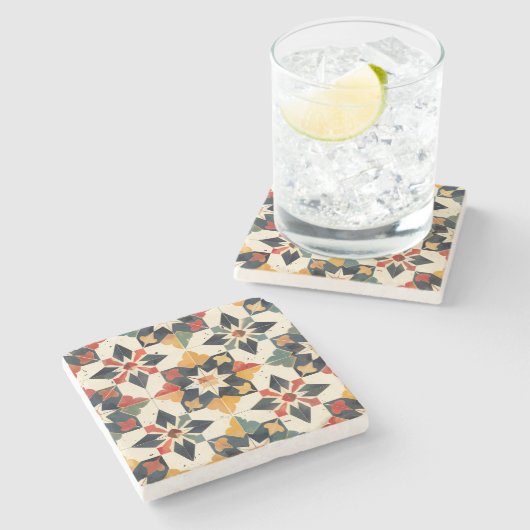 Rotes Gelb und Grün aus Marokko Steinuntersetzer (Seitenansicht)