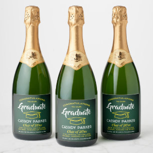 Rotes Gelb und Weiß Abschluss Drink Schaumweinetikett