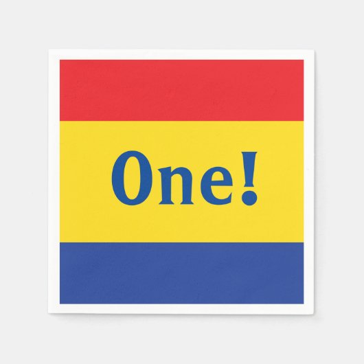 Rotes Gelbblau Erstgeburtstag Party Serviette (Vorderseite)