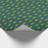 Rotes, gelbes Abstraktes Tribal auf Aquamarinem Sc Geschenkpapier (Ecke)