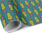 Rotes, gelbes Abstraktes Tribal auf Aquamarinem Sc Geschenkpapier (Rolleneckpunkt)