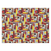 Rotes Gelbes Art Deco Gestaltetes Glas Tischdecke (Vorderseite (Horizontal))