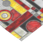 Rotes Gelbes Art Deco Gestaltetes Glas Tischdecke (Schrägansicht)