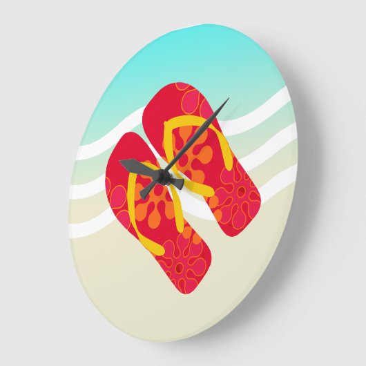 Rotes gelbes blaues Sommer-Strand-Thema drehen Große Wanduhr (Winkel)