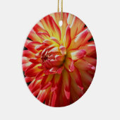 Rotes Gelbes Dahlia Blume Keramik Ornament (Rechts)