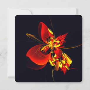 Rotes gelbes florales modernes abstraktes Kunstmus Einladung