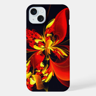 Rotes gelbes florales modernes abstraktes Kunstmus iPhone 15 Plus Hülle