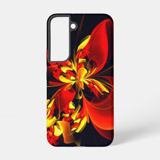 Rotes gelbes florales modernes abstraktes Kunstmus Samsung Galaxy Hülle (Rückseite)