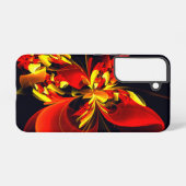 Rotes gelbes florales modernes abstraktes Kunstmus Samsung Galaxy Hülle (Rückseite (Horizontal))