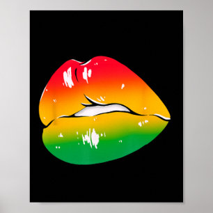 Rotes Gelbes Grün Lippen Afrika Mode Lip Design Poster