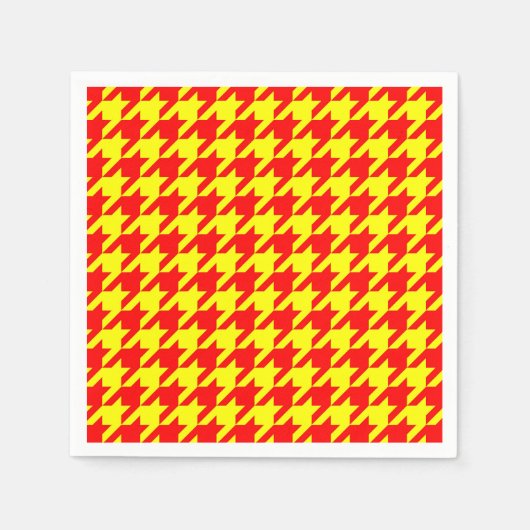 Rotes Gelbes Hahnentrittmuster Karierter Karo Serviette (Vorderseite)