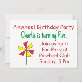 Rotes Gelbes Pinwheel Kindergeburtstag Party Einladung