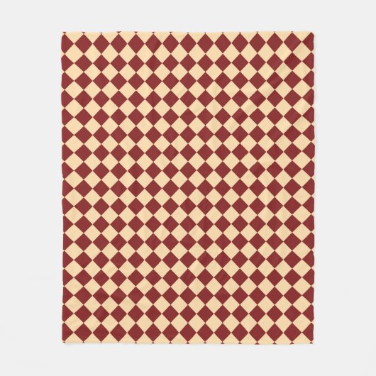 Rotes Gelbes Schachbrett Diamantmuster Fleecedecke (Vorderseite)
