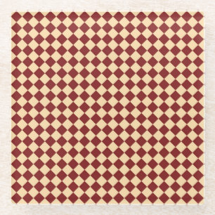 Rotes Gelbes Schachbrett Diamantmuster Glasuntersetzer