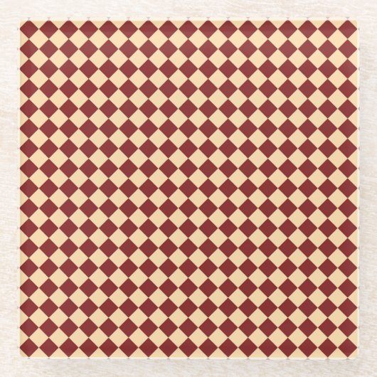 Rotes Gelbes Schachbrett Diamantmuster Glasuntersetzer (Vorderseite)