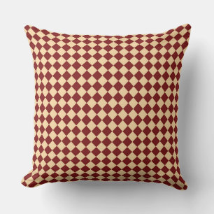 Rotes Gelbes Schachbrett Diamantmuster Kissen