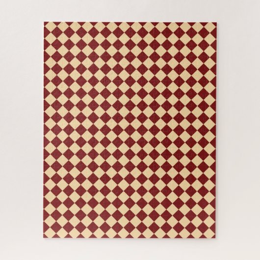 Rotes Gelbes Schachbrett Diamantmuster Puzzle (Vertikal)