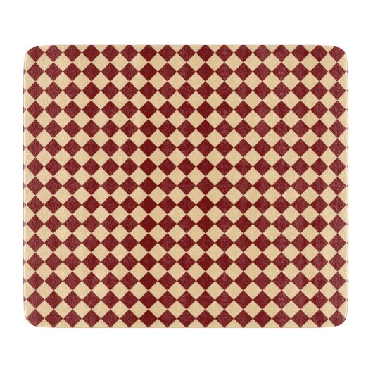 Rotes Gelbes Schachbrett Diamantmuster Schneidebrett (Vorderseite)