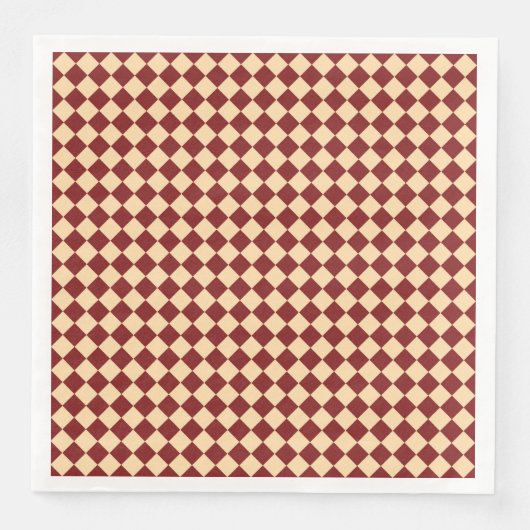 Rotes Gelbes Schachbrett Diamantmuster Serviette (Vorderseite)